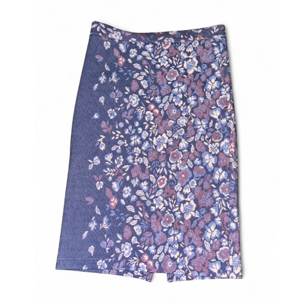 Anthropology Maeve Blue and Purple Floral Pencil Midi Skirt